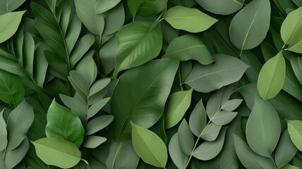 Obraz premium Vibrant green leaves creating a lush, natural background. Perfect for nature-themed projects and designs.