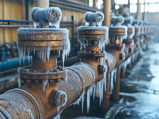 Fototapeta premium Frozen Industrial Piping