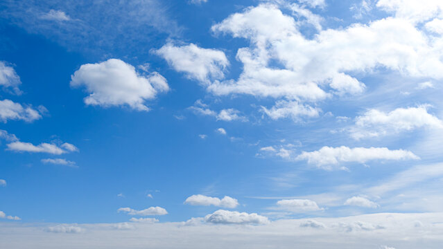 Soft white clouds in a blue morning sky