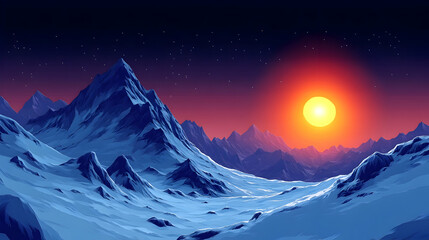 Frozen Peaks Sunset