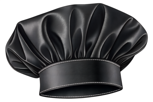 black chef hat isolated on transparent background