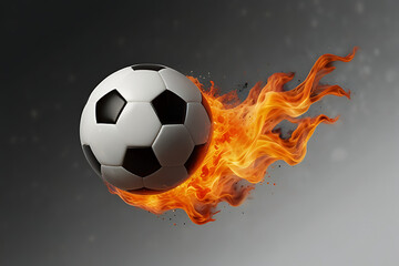 Fototapeta premium Burning soccer ball in flames during a game.