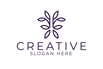 Elegant Minimalist Floral Logo Design Template art line icon brand clean badge image shape