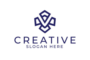 Elegant Abstract Blue Geometric Logo Design Vector art icon clean lines image style shape 