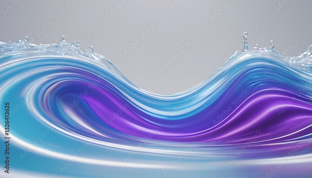 Poster abstract background with dynamic flowing light waves in shades of blue background and purple backgro