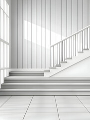 Obraz premium Modern white staircase in a bright interior