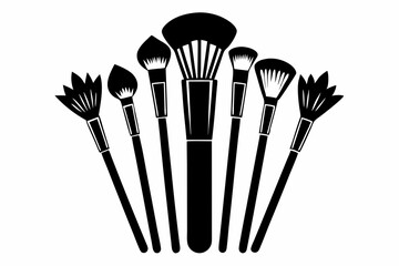 brushes makeup line art silhouette vector illustration