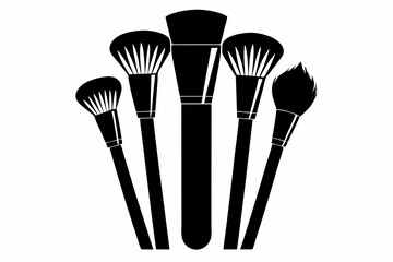 brushes makeup line art silhouette vector illustration