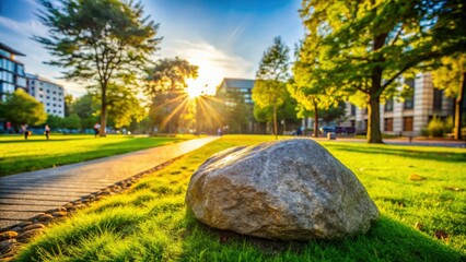 Fototapeta premium Boulder's sharp urban park, vast stone expanse, deep focus photography capturing nature's city embrace.
