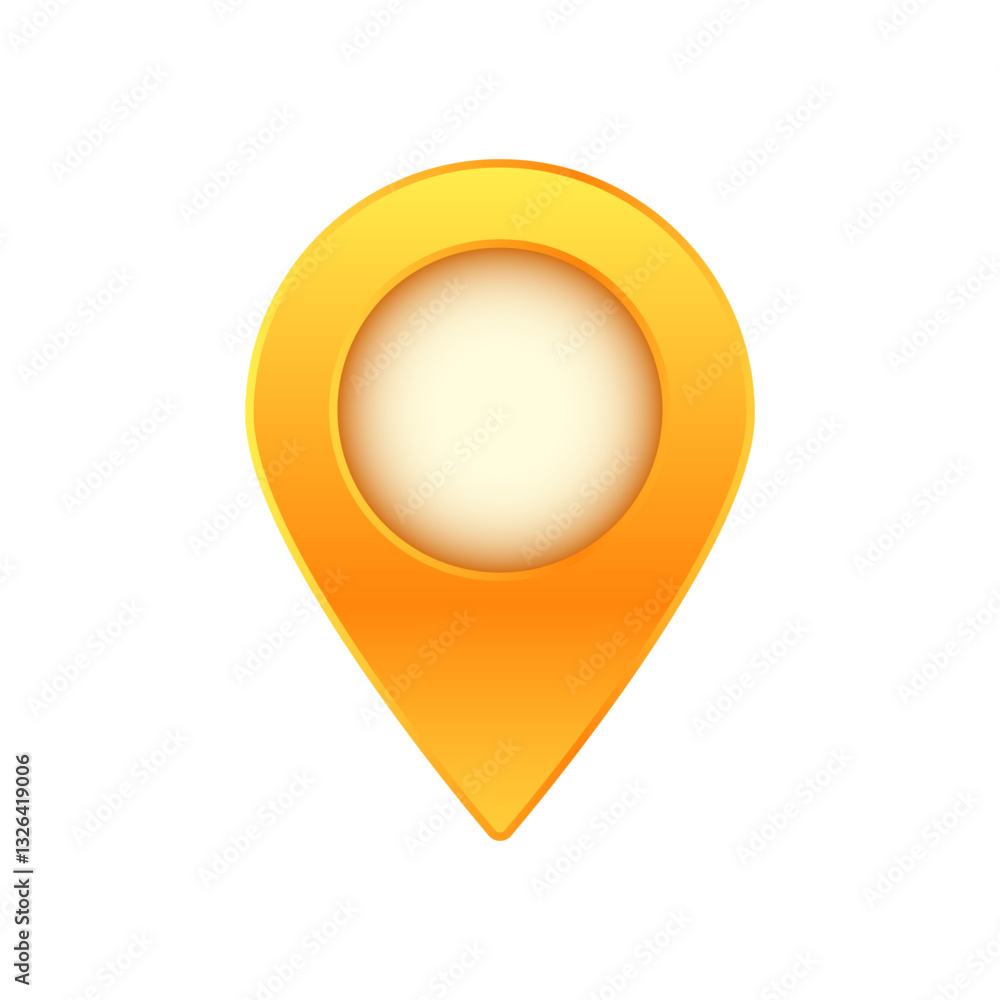 Poster yellow location pin icon with a gradient center, ideal for navigation apps and location marking symb