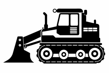bulldozer line art silhouette vector illustration