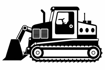 bulldozer line art silhouette vector illustration