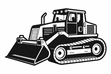 bulldozer line art silhouette vector illustration
