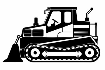 bulldozer line art silhouette vector illustration