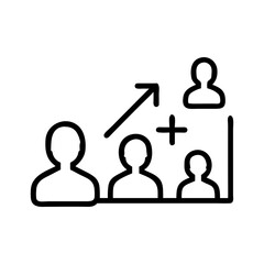 Iconic representation of growing community with user figures