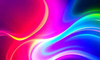 Fototapeta premium Vibrant abstract background with bold, saturated colors, dynamic neon tones, smooth gradients, glowing light effects, and fluid shapes for an energetic, eye-catching, and modern design.