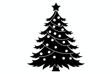 christmas tree line art silhouette vector illustration