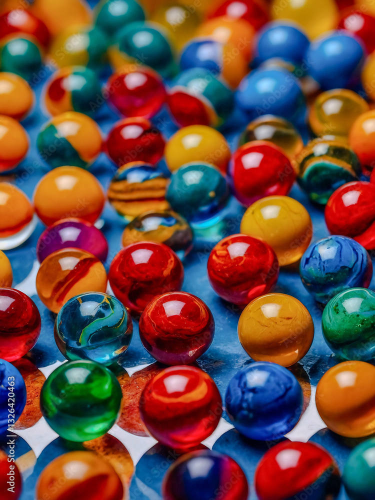 Aufkleber colorful marbles arranged in a triangular pattern.