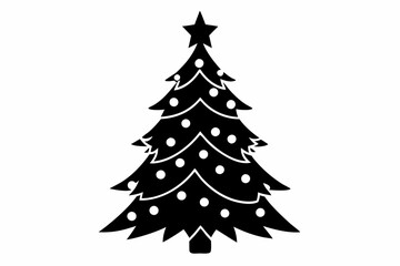 christmas tree line art silhouette vector illustration