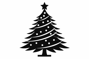 christmas tree line art silhouette vector illustration