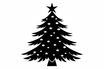 christmas tree line art silhouette vector illustration