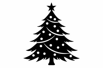 christmas tree line art silhouette vector illustration