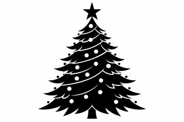 christmas tree line art silhouette vector illustration