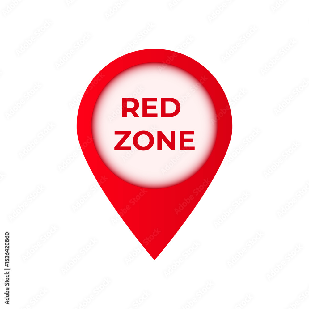 Aufkleber red location marker with red zone text in center, featuring a bold and clear design.