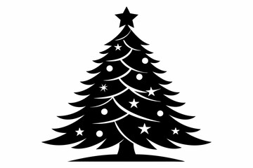 christmas tree line art silhouette vector illustration