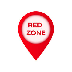 Red location marker with red zone text in center, featuring a bold and clear design.