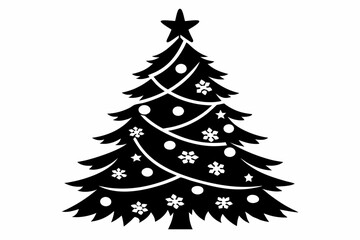 christmas tree line art silhouette vector illustration
