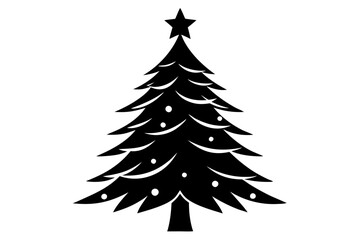 Obraz premium christmas tree line art silhouette vector illustration