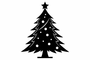 christmas tree line art silhouette vector illustration