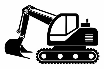 excavator line art silhouette vector illustration