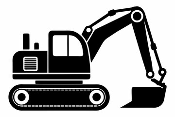 excavator line art silhouette vector illustration