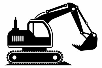 excavator line art silhouette vector illustration