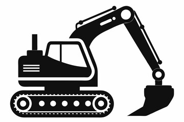 excavator line art silhouette vector illustration