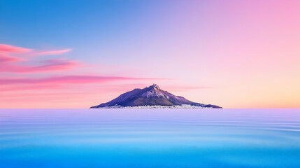 Serene island at vibrant sunrise/sunset