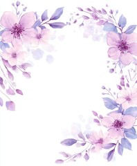 Naklejka premium This greeting card design template showcases a stunning floral bouquet composed of watercolour pink and purple flowers