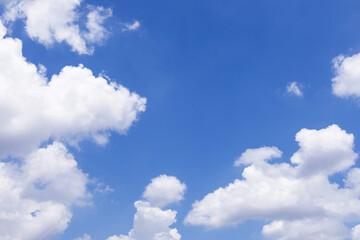 Bright Blue Sky with Scattered White Clouds, Nature Backdrop
