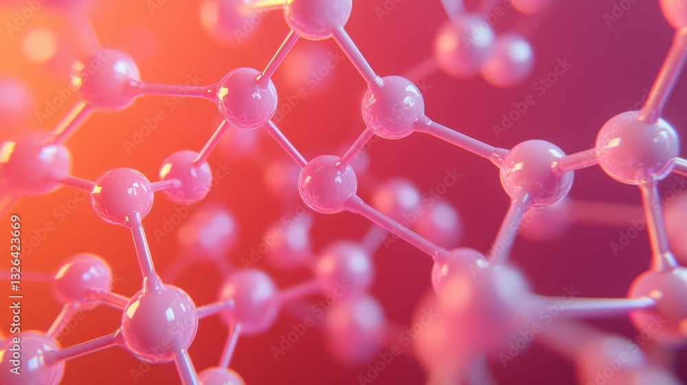 Poster abstract molecular structure with colorful background and details