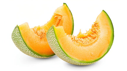 sliced cantaloupe melon isolated on white