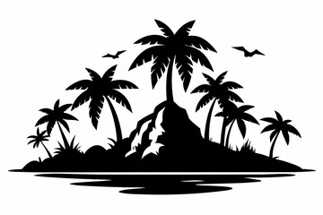 Obraz premium island line art silhouette vector illustration