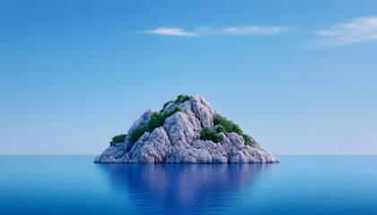 Obraz premium Solitary island in serene blue ocean