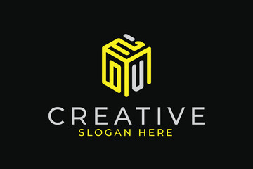 Modern Abstract Hexagon Logo Design Yellow Lines art icon bold flat style shape clean     