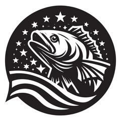 Cod fish logo design. Cod fish emblem. Fishing theme illustration.