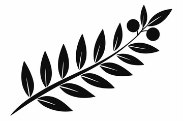 Obraz premium olive branch line art silhouette vector illustration