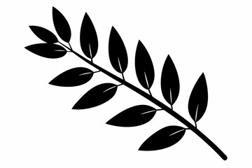 olive branch line art silhouette vector illustration