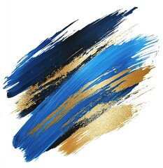 Obraz premium A brushstroke of blue and gold, set against a white background