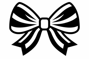 ribbon bow line art silhouette vector illustration
